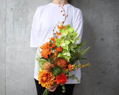 ウェディングブーケ　アーティフィシャルフラワー　造花　テラコッタ　リゾート　夏秋 ウェディングブーケアーティフィシャルフラワー造花テラコッタ