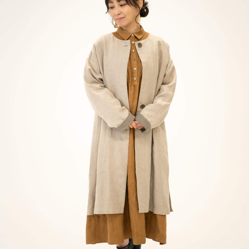 春夏秋と役立つ一枚 リネンショールカラー ジャケットコート