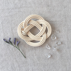 受注制作〉ラタンアクセサリー ブローチ 籐編み/水引き/ナチュラル  