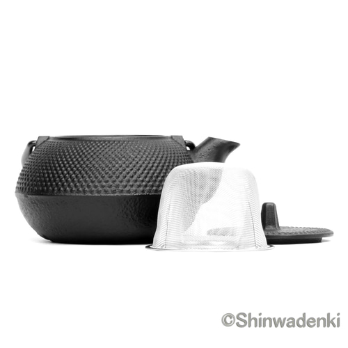 南部鉄器 鉄瓶兼用急須 3型新アラレ0.32L 茶漉し付 黒焼付仕上