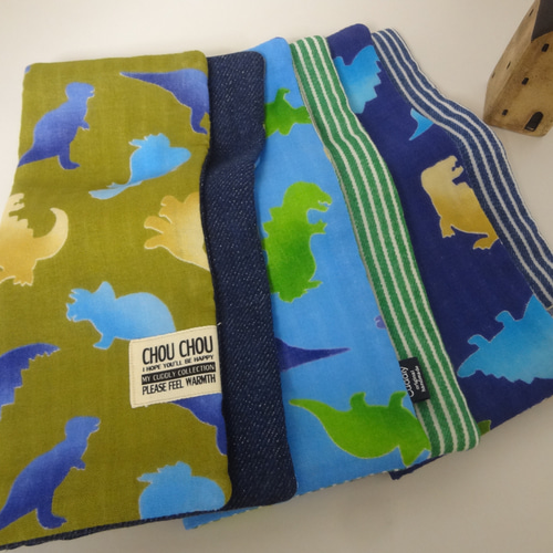 恐竜A*8重やわらかガーゼハンカチ*大3枚セット ハンカチ・手ぬぐい  