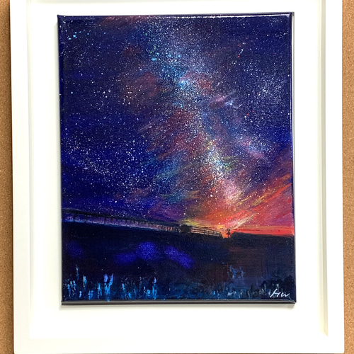アクリル原画「夕暮れに沈みゆく太陽と星屑たち」F3キャンバス アクリル原画「夕暮れに沈みゆく太陽と星屑たち」F3キャンバス