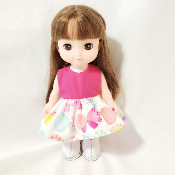ワンピース リボン＆ちょうちょ柄 26cmサイズ ドールウェア