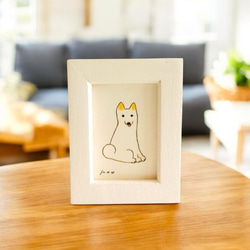 【IKEAロムヴィーケンの額縁付き】原画一点物 絵画 犬の絵 LOMVIKEN ロムヴィーケン フレーム, ゴールドカラー, 61x91 cm