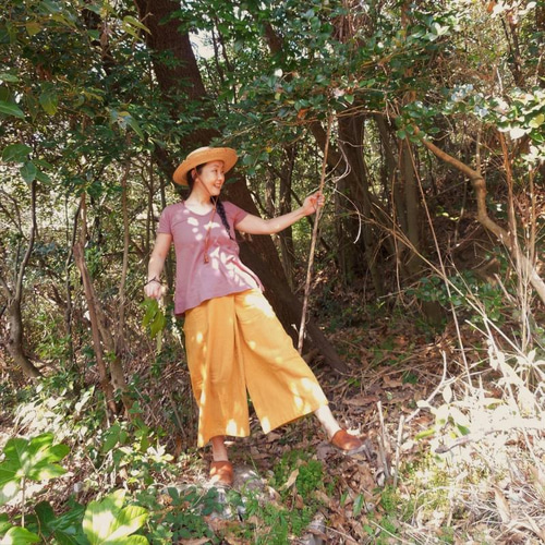 SALE】bighug Bunコットンはかまパンツ○イエロー キュロット・ワイド 