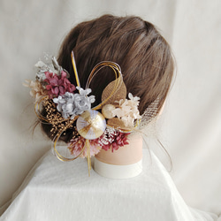 コチョウランと松の髪かざり タイトシニヨン シニヨンヘア 卒業式 成人