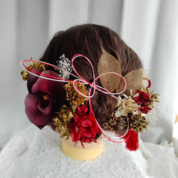 昔の花嫁衣裳　飾り用 成人式 髪飾り 和装 花 水引 袴 卒業式 シャイニー胡蝶蘭 セット