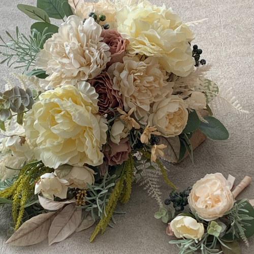 アンティークブーケ、秋冬ブーケ、造花ブーケ、アーティフィシャル  