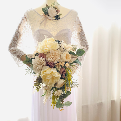 アンティークブーケ、秋冬ブーケ、造花ブーケ、アーティフィシャル  