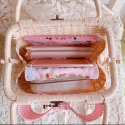 〜ペールカラーのエレガントでレディーなリボンかごバッグ〜　(ピンクベージュ)桜色　さくらピンク 12枚目の画像