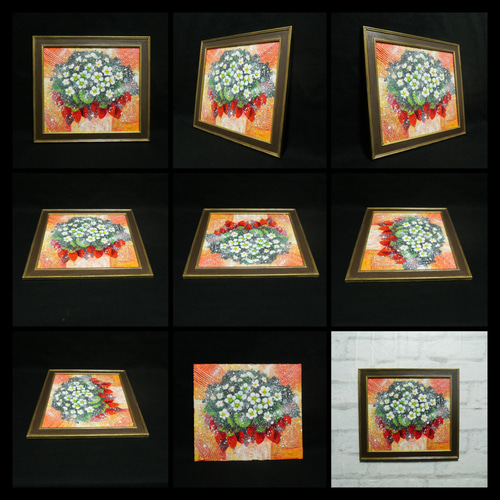 油絵 油彩 油彩画 絵 絵画 【苺の花】 油絵 油彩 油彩画 絵 絵画 【苺の花】 絵画 HR 通販 10294646