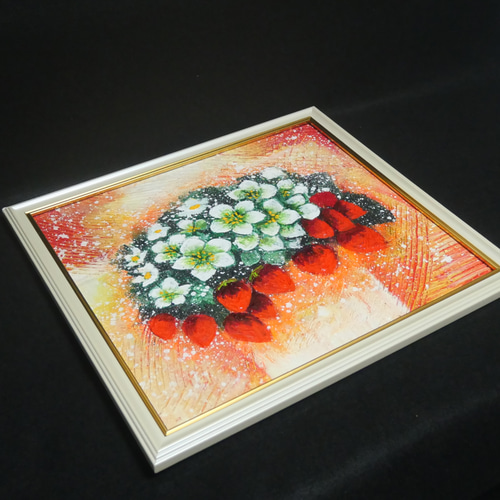 【在庫あり/即出荷可】 油絵 油彩 油彩画 絵 絵画 【苺の花】 絵画 HR 通販 10294646 絵画
