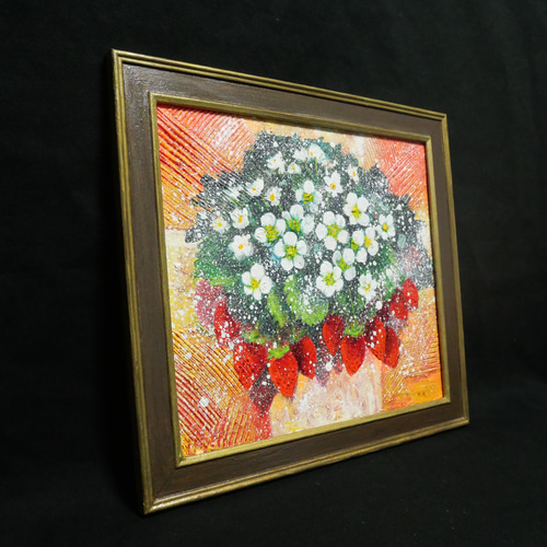 油絵 油彩 油彩画 絵 絵画 【苺の花】 絵画 HR 通販 10294646