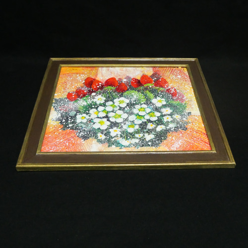 油絵 油彩 油彩画 絵 絵画 【苺の花】 絵画 HR 通販 10294646