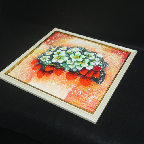 油絵 油彩 油彩画 絵 絵画 【苺の花】 絵画 HR 通販 10294646