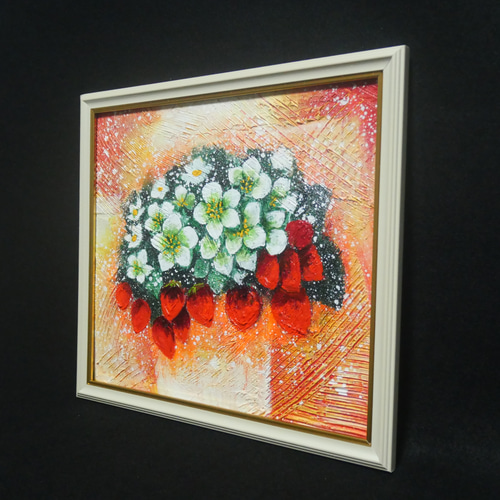 油絵 油彩 油彩画 絵 絵画 【苺の花】 絵画 HR 通販 10294646