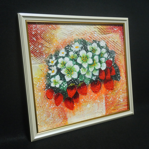 油絵 油彩 油彩画 絵 絵画 【苺の花】 絵画 HR 通販 10294646