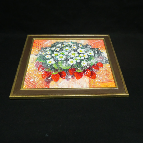 油絵 油彩 油彩画 絵 絵画 【苺の花】 絵画 HR 通販 10294646