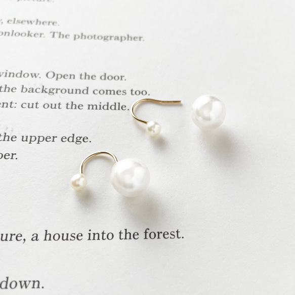【当店一番人気ピアス】ダブルパールピアス【wht】淡水パール ご褒美アクセサリー クリスマス  プレゼント ギフト 5枚目の画像