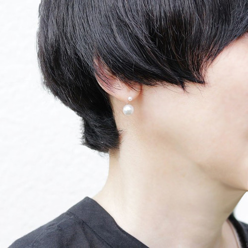 当店一番人気ピアス】ダブルパールピアス【wht】淡水パール 6月