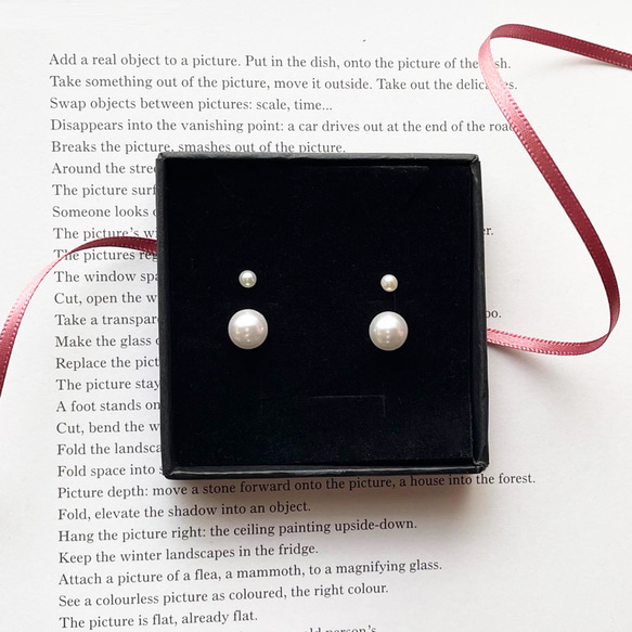 【当店一番人気ピアス】ダブルパールピアス【wht】淡水パール ご褒美アクセサリー クリスマス  プレゼント ギフト 6枚目の画像