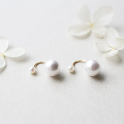 【当店一番人気ピアス】ダブルパールピアス【wht】淡水パール ご褒美アクセサリー クリスマス  プレゼント ギフト 7枚目の画像