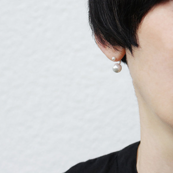 【当店一番人気ピアス】ダブルパールピアス【wht】淡水パール ご褒美アクセサリー クリスマス  プレゼント ギフト 10枚目の画像