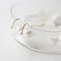【当店一番人気ピアス】ダブルパールピアス【wht】淡水パール ご褒美アクセサリー クリスマス  プレゼント ギフト 3枚目の画像