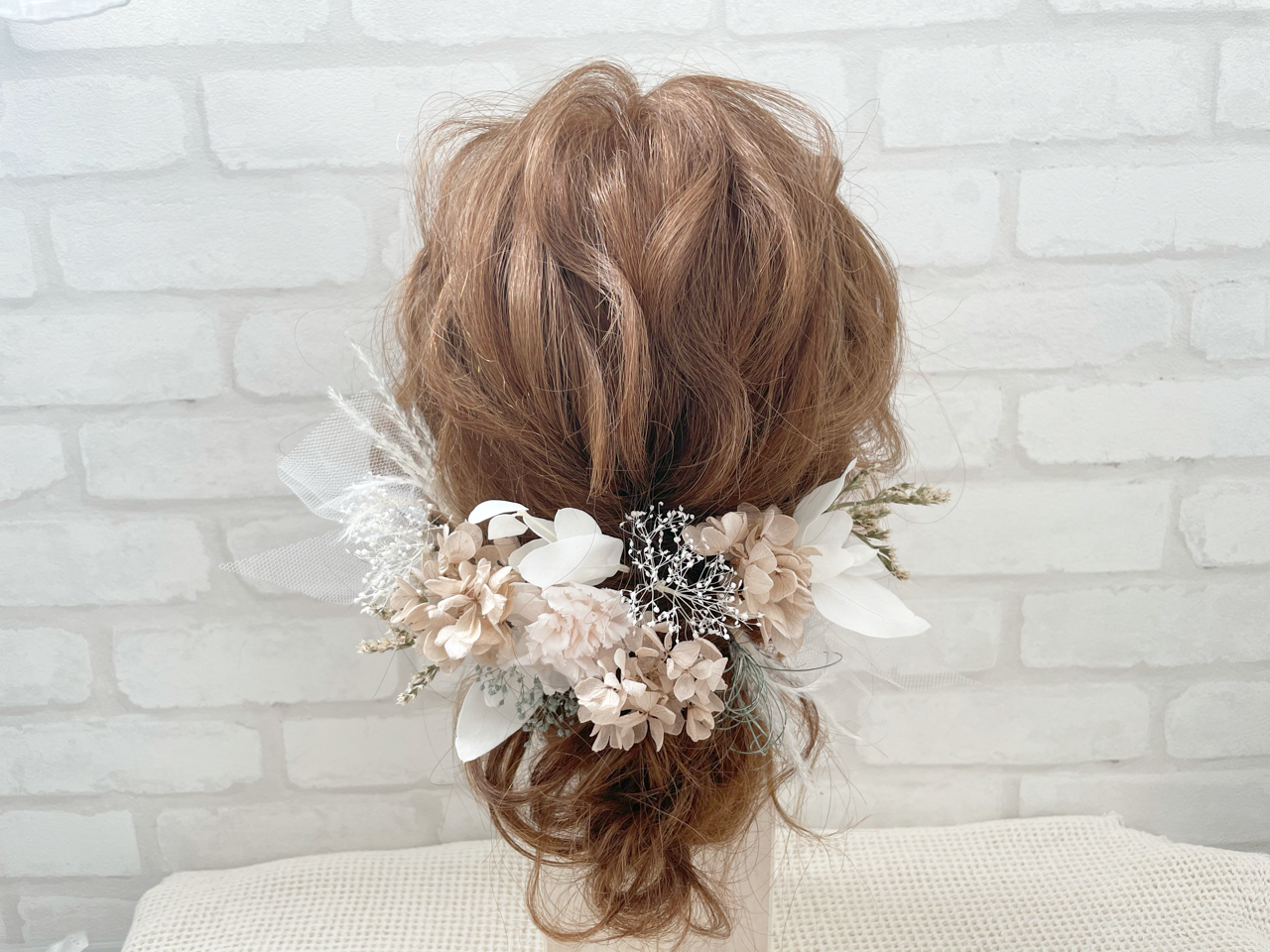 ウェディング　成人式　結婚式　振袖　白無垢　髪飾り　白　ベージュ