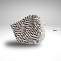 PSNY リネン・グレンチェック・格子柄のフィルター入りマスク 上質な光沢のある麻100％ CK01 1枚目の画像