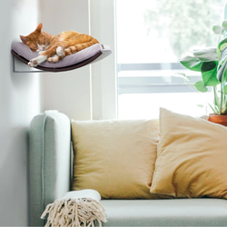 【空飛ぶ猫】シェルフB （ウェンジ x Eソフトカプチーノ）猫ベッド 壁　キャットウォーク リフォーム　北欧風　猫部屋 8枚目の画像