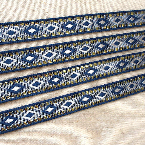 1mより 長さ延長可 エスニックチロリアンテープ 青☆インド刺繍