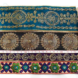 4本セット インド刺繍リボン スパンコール チロリアンテープ ☆手芸 エスニック 民族衣装 サリー 5枚目の画像