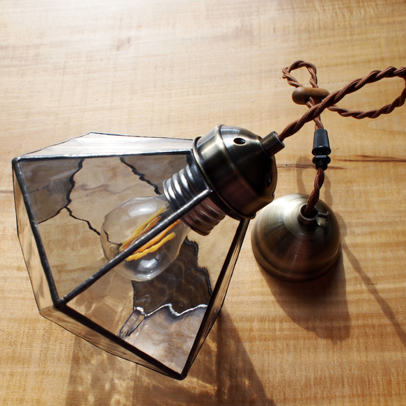 アンティーク調のクリアガラスのペンダントライト 13枚目の画像