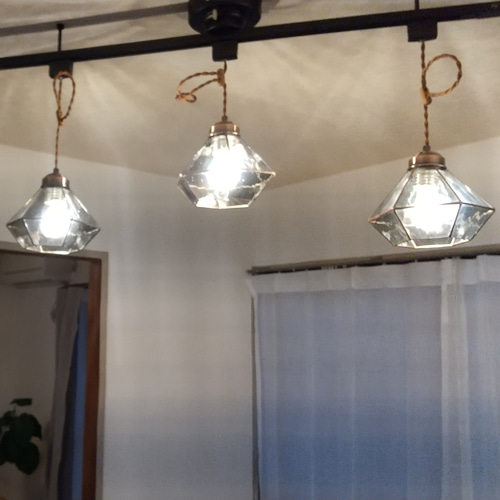 アンティーク調のクリアガラスのペンダントライト シーリングライト