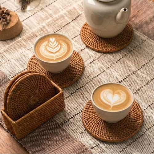 コースター？6個セット お茶会に大活躍♪ケースにコンパクトに収納☆ コースター6枚セット