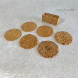 お茶会に大活躍♪ケースにコンパクトに収納☆ コースター6枚セット　ナチュラルインテリア　ソーサー 3枚目の画像