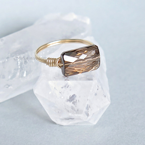 と*～様 スモーキークォーツK14フラワーデザインリング10〜11サイズ スモーキークォーツK14フラワーデザインリング10〜11サイズ