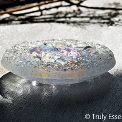 ガラスのアクセサリートレイ -「 KAKERAの光 」 ○ ライラック・12cm