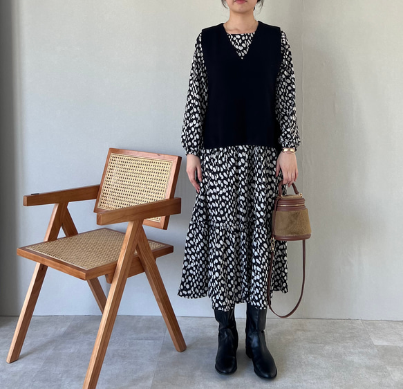 【再販】重ね着に最適な サイドスリット ニットベスト  リニューアル【サイドリボンニットベスト】 13枚目の画像