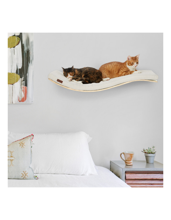 【空飛ぶ猫】シェルフA（メープル・Dソフトホワイト）90x41cm キャット 猫  壁ベッド 1枚目の画像