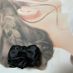 卒園 入学 フォーマル バンスクリップ ブラック 大人 リボン ヘアアクセサリー ヘア 上品 黒 髪飾り セレモニー 8枚目の画像