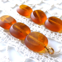 6個テーブルカット　オレンジブラウン　チェコビーズCzech Glass Beads 2枚目の画像