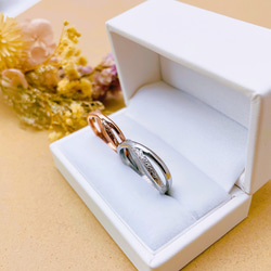 3連リング K18 ピンクゴールド プラチナ 1.3mmスクリューチェーン