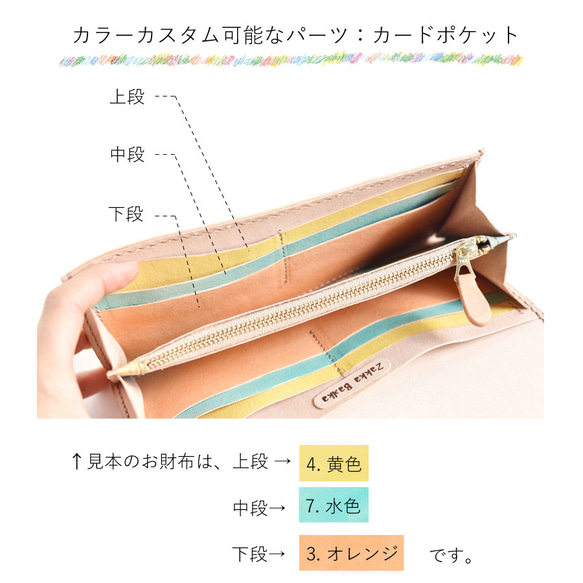 手工染色皮革皮夾“黑色No.49（長皮夾）” 第13張的照片