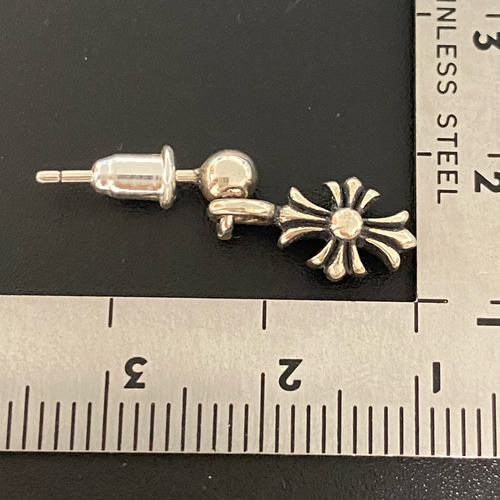 シルバー925純銀素材 ドロップピアス 両耳 シルバー クロスピアス 刻印