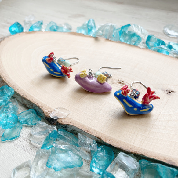 シンデレラウミウシ ピアス【片耳】/陶器製 イヤリング 6枚目の画像