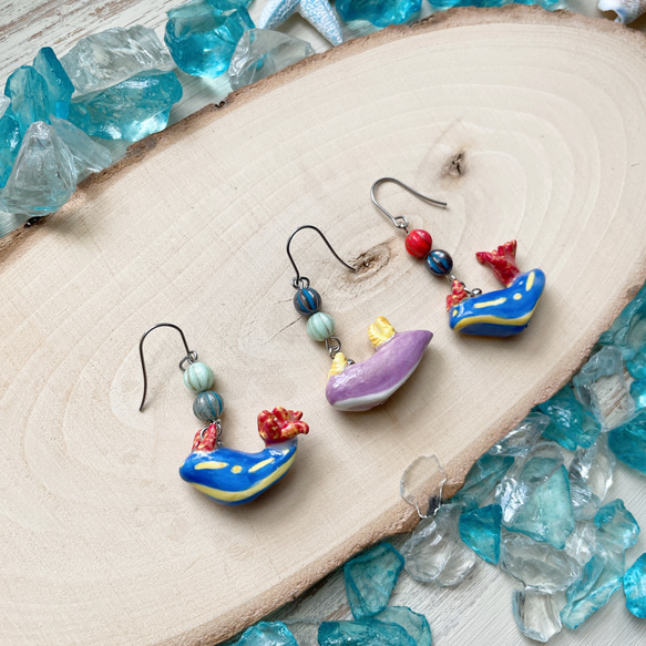 シンデレラウミウシ ピアス【片耳】/陶器製 イヤリング 3枚目の画像