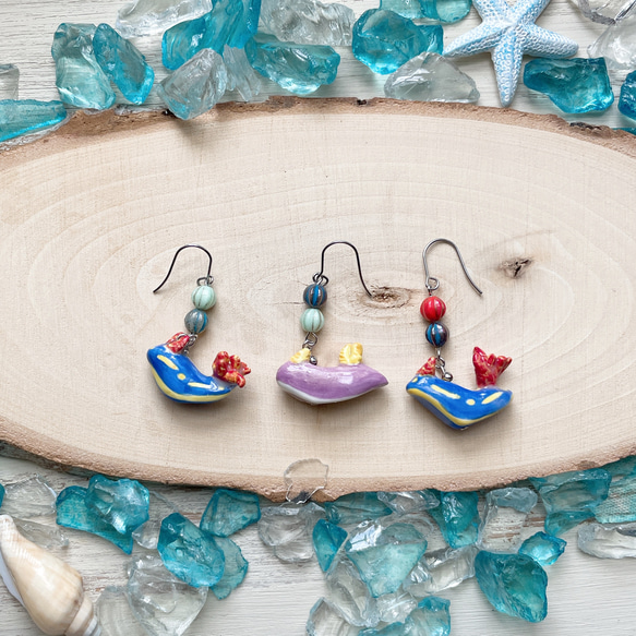 シンデレラウミウシ ピアス【片耳】/陶器製 イヤリング 2枚目の画像