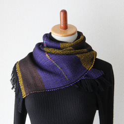 斬新カラーのウール手織りマフラー　三色織り/プレゼント/秋冬カラー/メンズにも 1枚目の画像